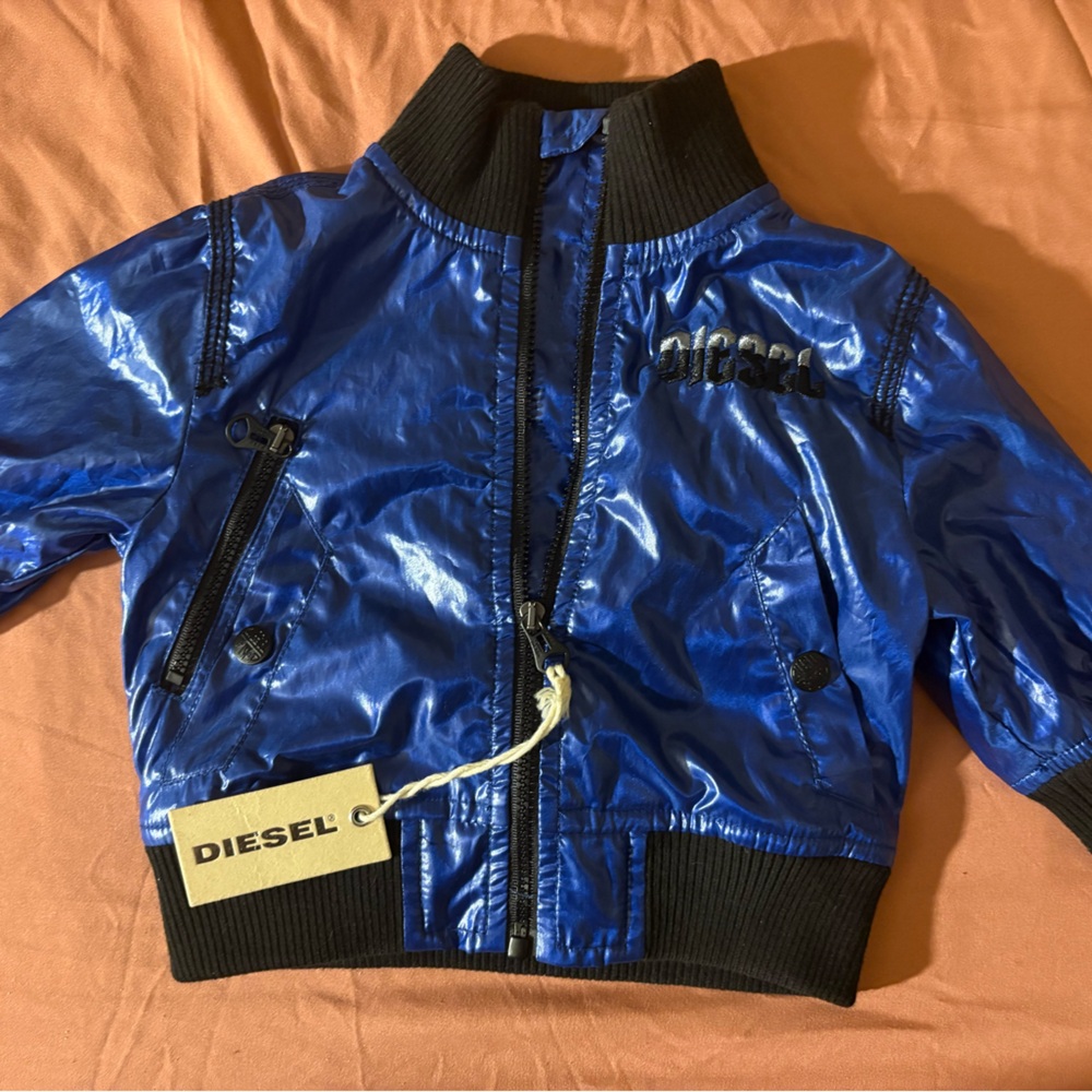 Diesel Kids Shiny Blue Puffer Jacket